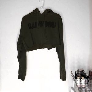 Cropped army green sweater